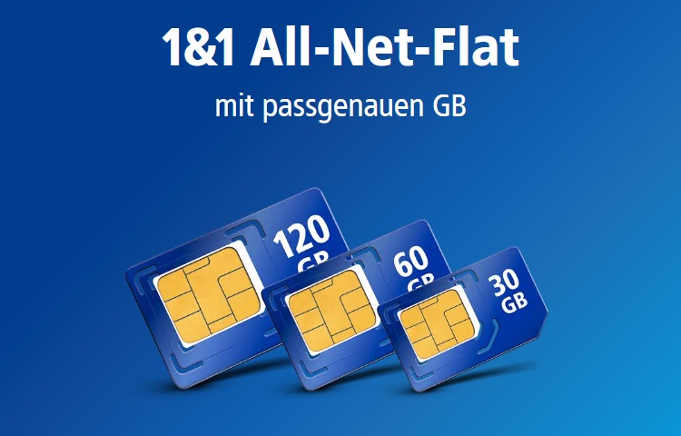 1&1 All-Net-Flat Tarife mit 30, 60 und 120 GB (Bild: 1&1) 1&1 All-Net-Flat Tarife mit 30, 60 und 120 GB - Teaser