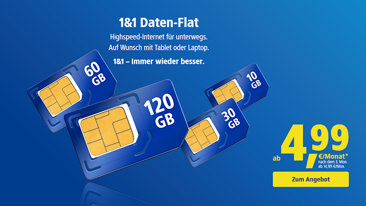 1&1 Daten-Flat Tarife ab September 2025