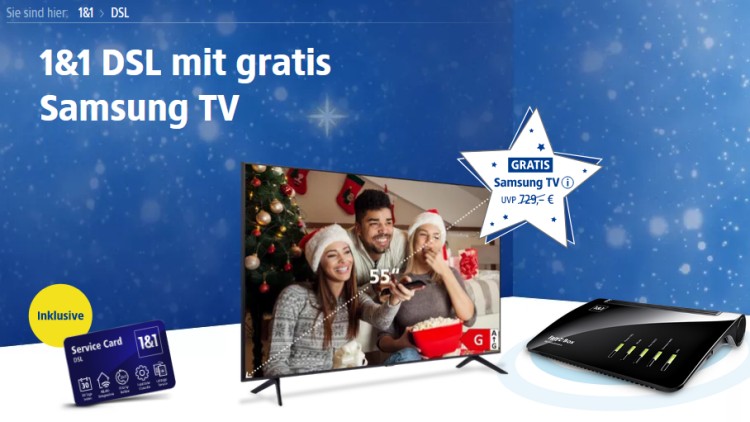 1und1 verschenkt 55 Zoll Samsung UHD-TV zum DSL-Vertrag (Screenshot: dsl.1und1.de) 1und1 verschenkt 55 Zoll Samsung UHD-TV zum DSL-Vertrag
