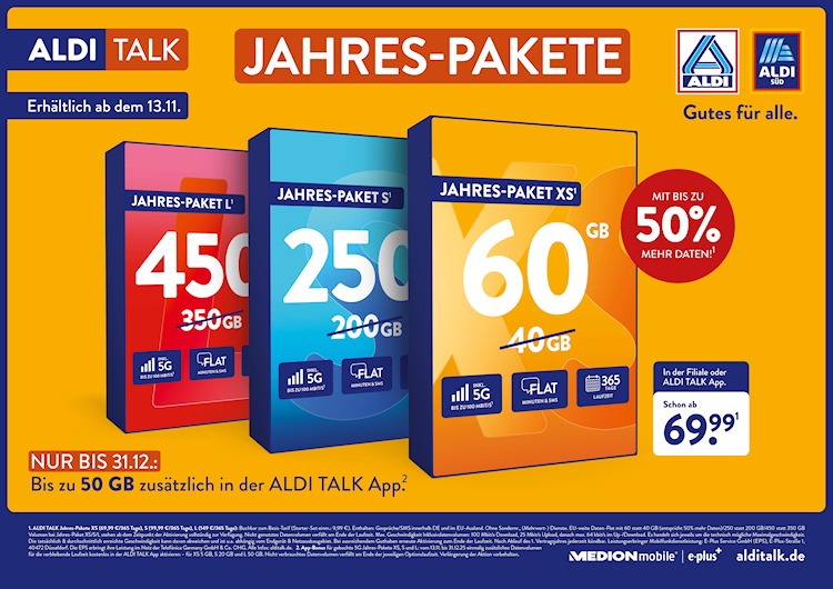 ALDI TALK Jahrespakete - Winter 2025