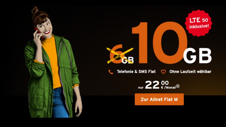 congstar Allnet Flat M mit 10 GB und LTE 50