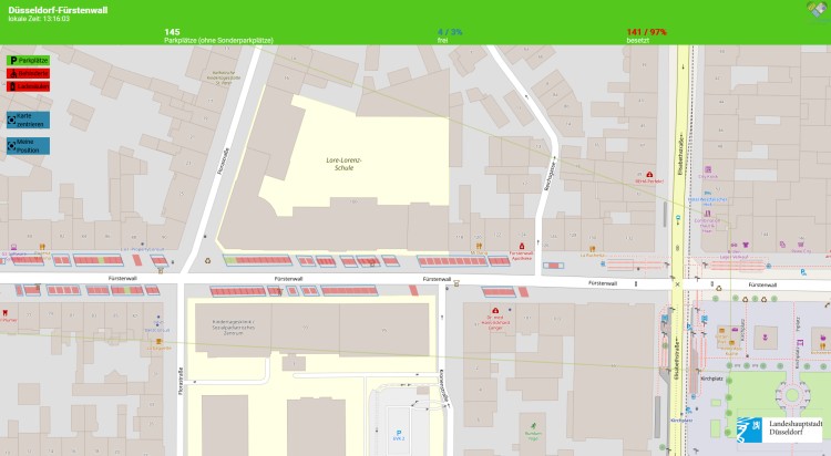 Daten zu Parkplätzen am Fürstenwall im Web (Screenshot: duesseldorf.cleverciti.com) Daten zu Parkplätzen am Fürstenwall im Web (Screenshot)