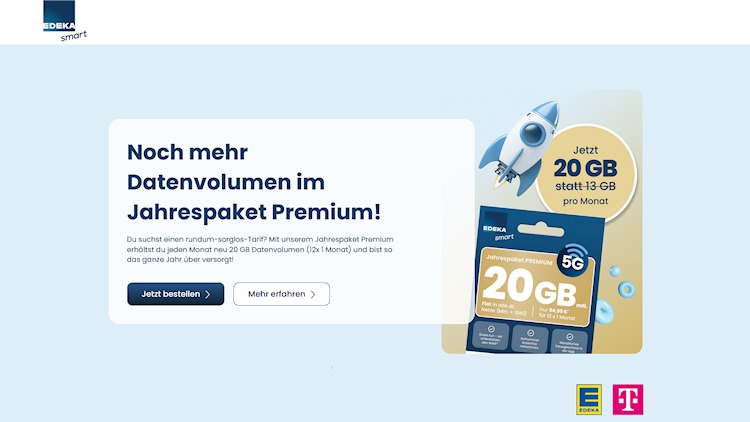 Edeka smart Jahrespaket Premium mit mehr Datenvolumen