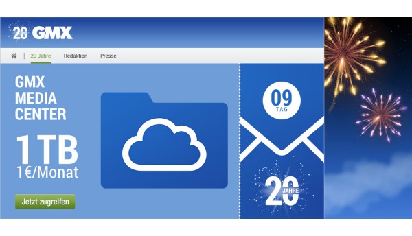 GMX: 1 TB Cloud-Speicher für 1 Euro pro Monat