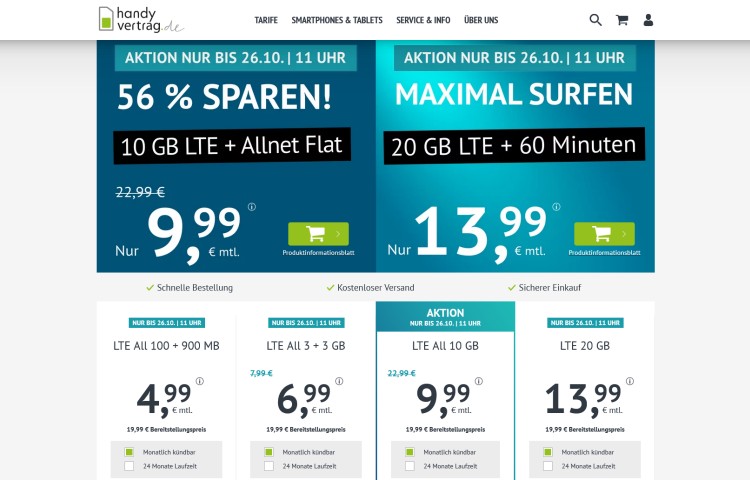 handyvertrag.de: 10 GB Datenvolumen für 9,99 Euro monatlich handyvertrag.de: 10 GB Datenvolumen für 9,99 Euro monatlich