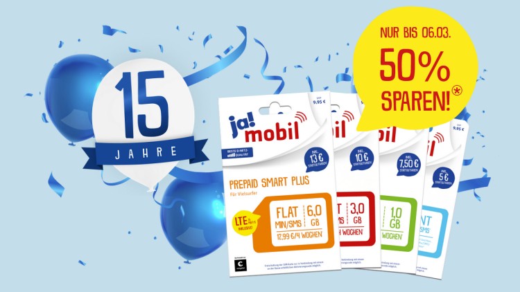 Mobilfunktarife von ja! mobil feiern 15-jähriges Jubiläum