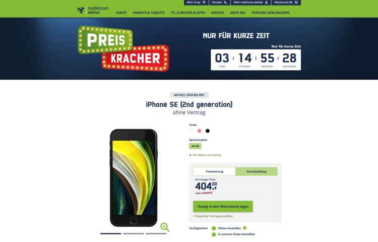 iPhone SE 2020 als Preikracher für 404 Euro