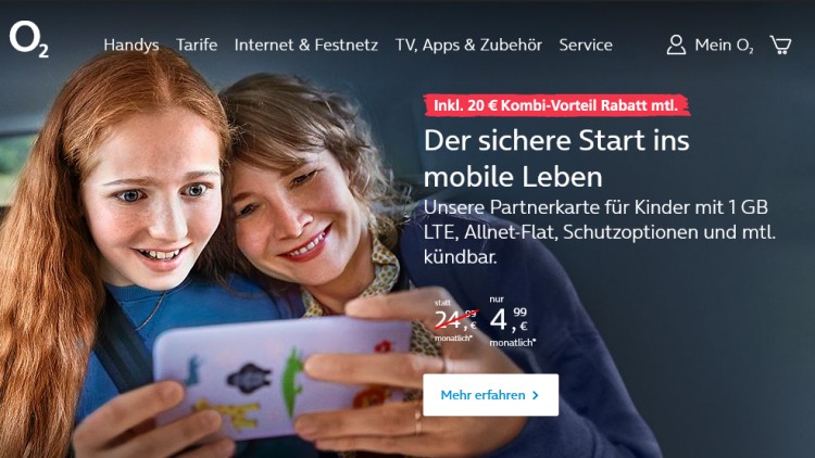O2 Free Starter Flex Tarif für Kinder (Screenshot: o2online.de) O2 Free Starter Flex Tarif für Kinder