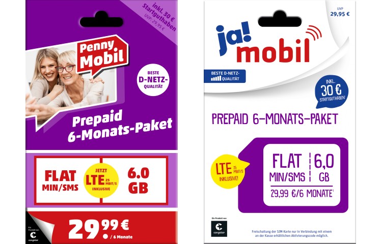 6-Monats-Paket von Penny Mobil und ja! Mobil 6-Monats-Paket von Penny Mobil und ja! Mobil