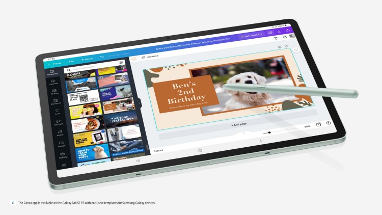 Samsung Galaxy Tab S7 FE mit Canva App