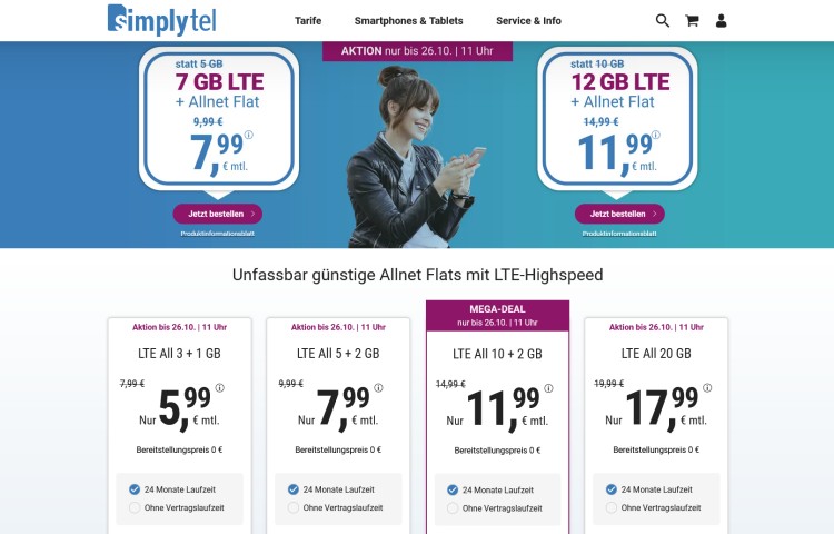 simplytel: 12 GB Allnet-Flat für 11,99 Euro simplytel: 12 GB Allnet-Flat für 11,99 Euro