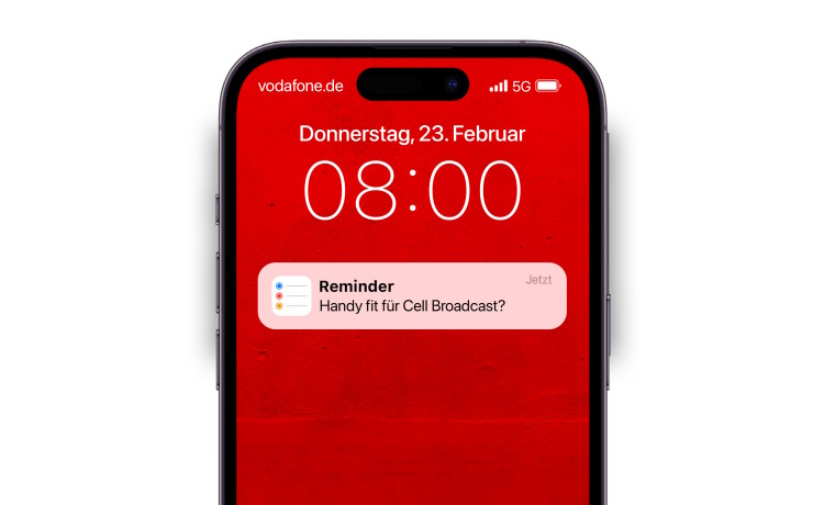 Das neue Katastrophen-Warnsystem Cell Broadcast startet in Deutschland am 23. Februar 2023 (Bild: Vodafone) Cell Broadcast startet am 23 Februar
