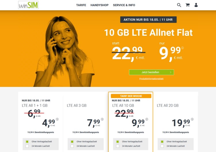 winSIM LTE All 10 GB für 9,99 Euro