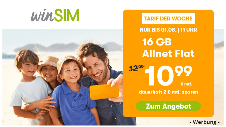 winSIM: Allnet Flat mit 16 GB für 10,99 Euro