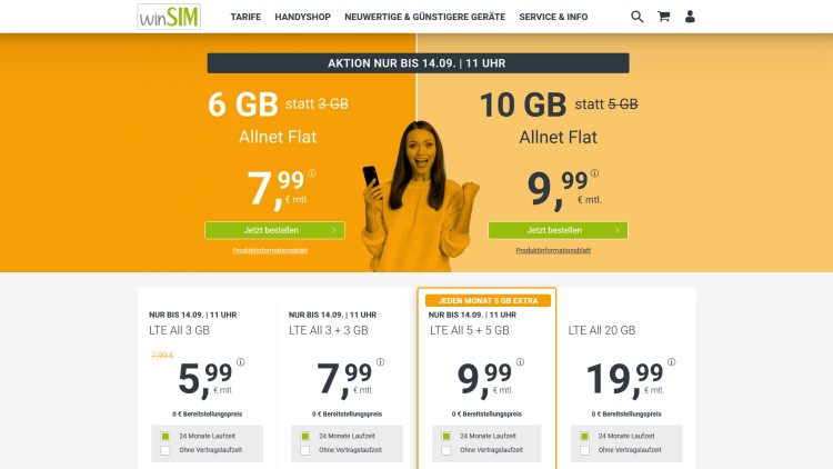 winSIM: 10 GB Datenvolumen für 9,99 Euro